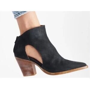 Free People Wilder Black Leather Ankle Booties Size 37 US 7